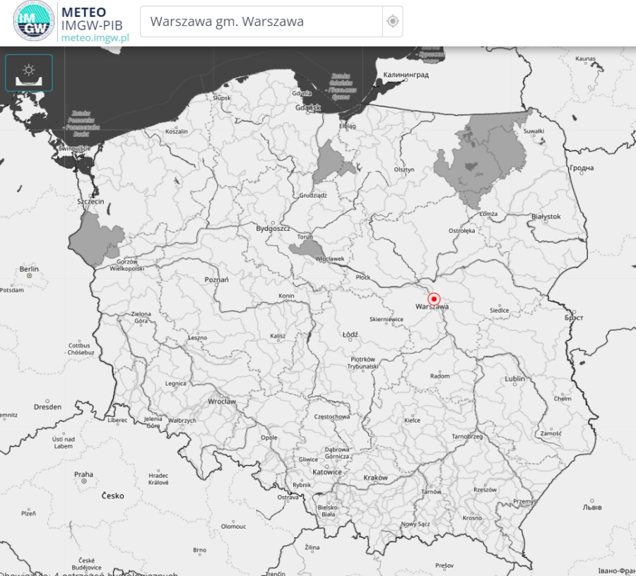 Ostrzeżenia przed suszą hydrologiczną (kolor szary) 30.11.2023 r.