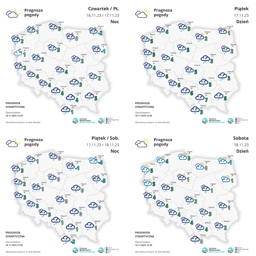 Synoptyczna prognoza pogody na kolejne terminy 16-18.11.2023 r. | https://meteo.imgw.pl/