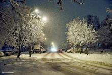 Fot. Maciek Maciejewski, wieczorne opady śniegu w Białymstoku
