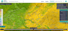 Temperatura powietrza na wys. 2 m nad powierzchnią ziemi oraz animacja wiatru w czwartek 21.10.2021 r. o godz. 14:00 wg modelu Alaro 4k. | https://meteo.imgw.pl/