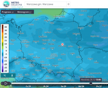 Prognoza wartości temperatury powietrza na wys. 2 m nad powierzchnią ziemi w niedzielę 26.12.2021 r. o godz. 13:00 wg modelu GFS. | https://meteo.imgw.pl/