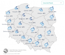 Synoptyczna prognoza pogody na noc z czwartku na piątek 6/7 stycznia 2022 r. | https://meteo.imgw.pl/