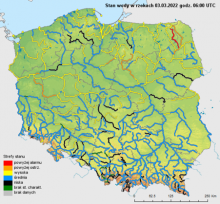 Stan wody na rzekach w Polsce z dnia 03.03.2022 r. z godz. 7:00.