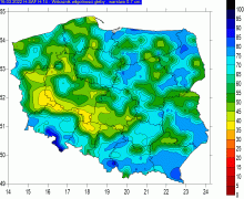 Wskaźnik wilgotności gleby w warstwie 0-7 cm , 16 marca 2022 r.
