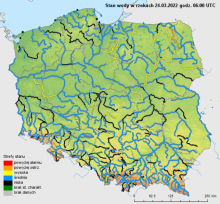Stan wody na rzekach w Polsce z dnia 24.03.2022 r. z godz. 7:00.