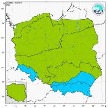 Klasyfikacja termiczna w marcu 2022 r. w poszczególnych regionach klimatycznych Polski.