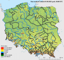 Stan wody na rzekach w Polsce 01.09.2022 r. godz. 8:00