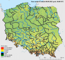 Stan wody na rzekach w Polsce 08.09.2022 r. godz. 8:00.