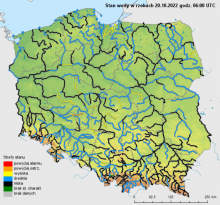 Stan wody na rzekach w Polsce 20.10.2022 r. godz. 8:00.