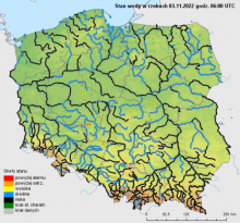 Stan wody na rzekach w Polsce 03.11.2022 r. godz. 7:00.