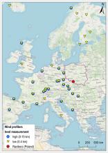 Lokalizacja WPLAP3000 na tle wind profilerów w Europie