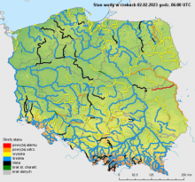 Stan wody na rzekach w Polsce 02.02.2023 r. godz. 7:00.