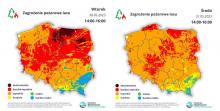 Mapa zagrożenia pożarowego lasów dziś i jutro (30-31.05.2023 r.). | meteo.imgw.pl