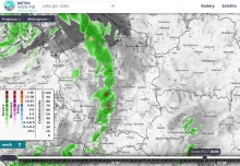 Prognoza rozkładu opadów deszczu w środę 5 lipca 2023 r. o godz. 20:00 wg modelu Alaro 4k. | http://meteo.imgw.pl/. Opady będą związane z przemieszczającym się chłodnym frontem atmosferycznym.