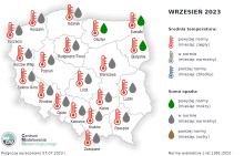 IMGW-PIB: Eksperymentalna prognoza długoterminowa temperatury i opadu na sierpień 2023 r. – listopad 2023 r.