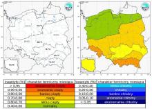 Wartości średniej obszarowej temperatury powietrza oraz klasyfikacja termiczna w lipcu 2023 r. w poszczególnych regionach Polski.